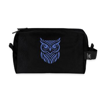 Minimalist Owl Silhouette Design - Recycled Toiletry Zip Bag - black - Front