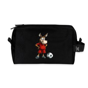Footballer Donkey - Recycled Toiletry Zip Bag - black - Front