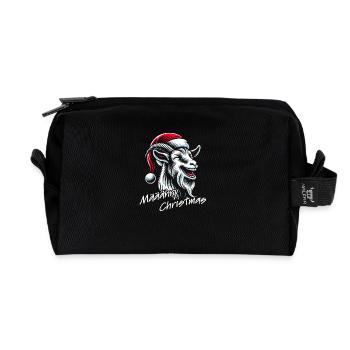 Drôle de chèvre de Noël avec chapeau de Père Noël - Trousse de toilette en tissu recyclé - noir - Devant
