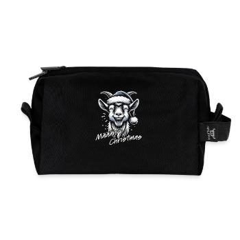 Drôle de chèvre de Noël avec chapeau de Père Noël - Trousse de toilette en tissu recyclé - noir - Devant