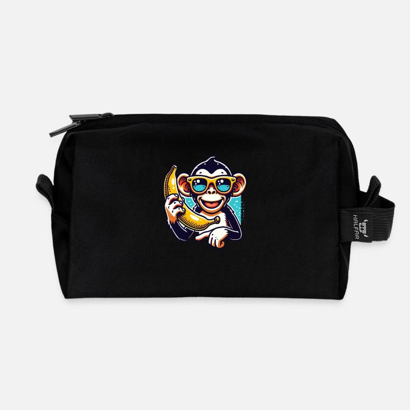 Affe - Recycelte Kulturtasche - Schwarz