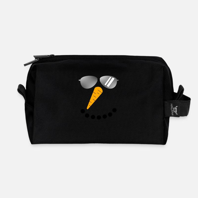 Snowman with sunglasses - Recycled Toiletry Zip Bag - black