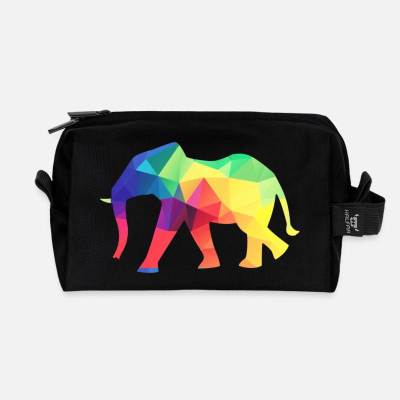 Bunter Elefant - Recycelte Kulturtasche - Schwarz