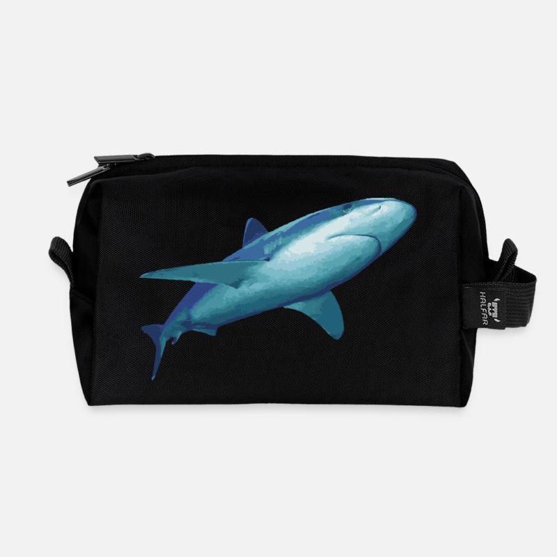 shark - Recycled Toiletry Zip Bag - black