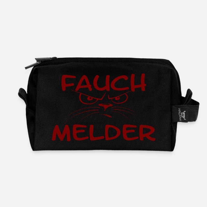 "Fauch Melder" Katze rot - Recycelte Kulturtasche - Schwarz