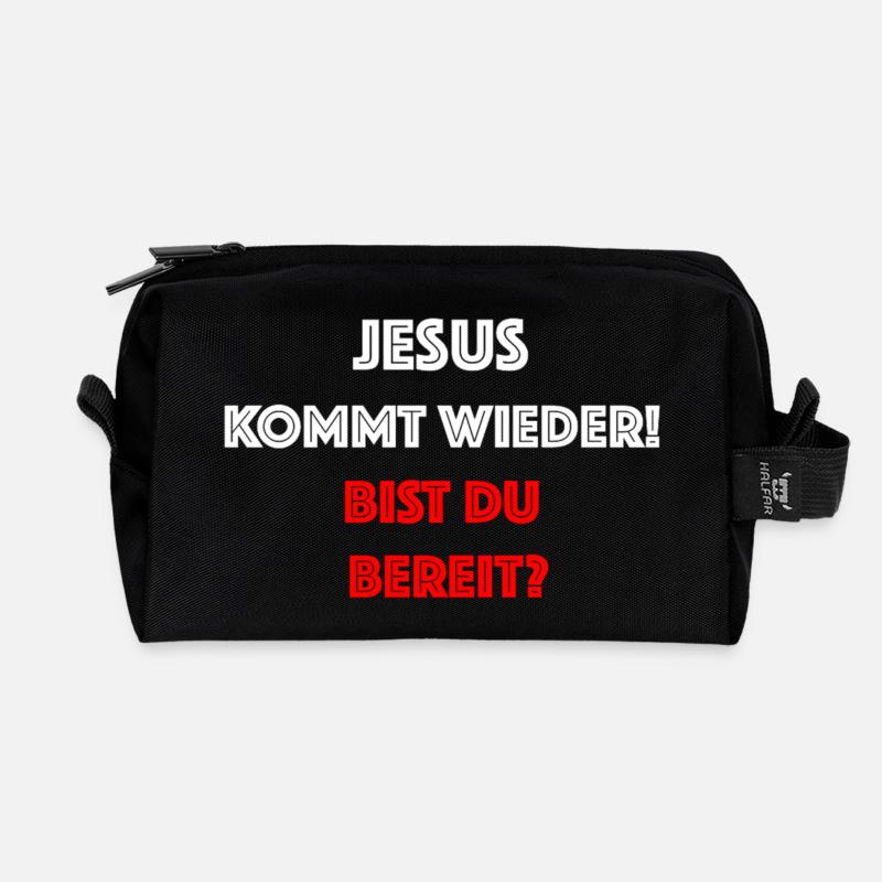 Jesus kommt wieder – Bist du bereit? - Recycelte Kulturtasche - Schwarz