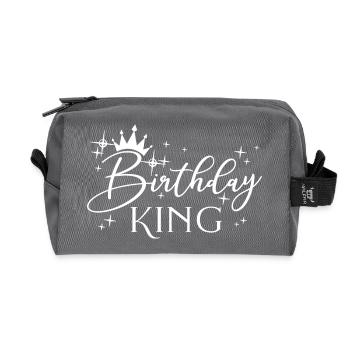 Birthday King - Cooles Geburtstagsparty-Geschenk für Männer - Recycelte Kulturtasche - Anthrazit - Vorne