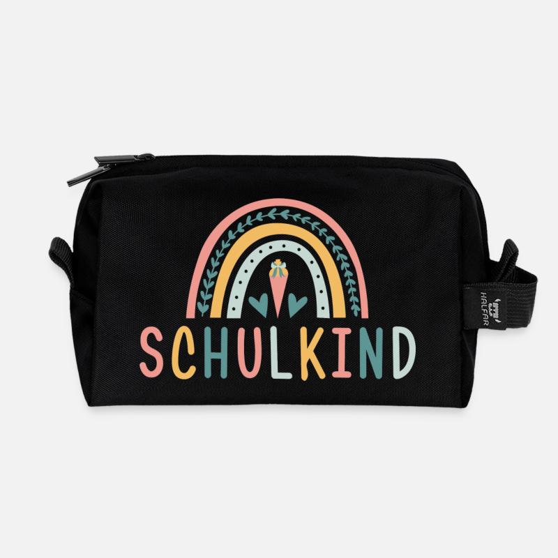 Schulkind - Regenbogen - Recycelte Kulturtasche - Schwarz