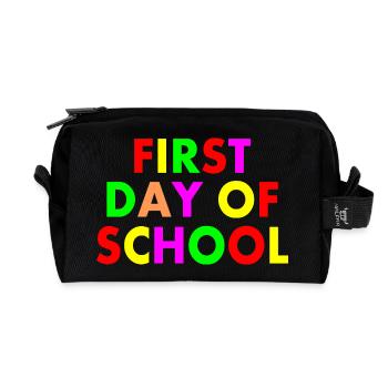 First day of school - Recycled Toiletry Zip Bag - black - Front