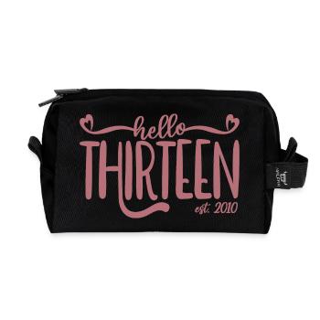 13th Birthday Girls 13 Hello Thirteen Est. 2010 - Recycled Toiletry Zip Bag - black - Front