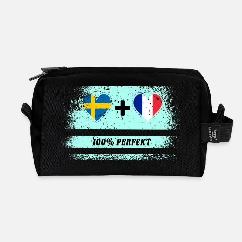 Frankreich und Schweden 100% perfekt / Geschenk - Recycelte Kulturtasche - Schwarz