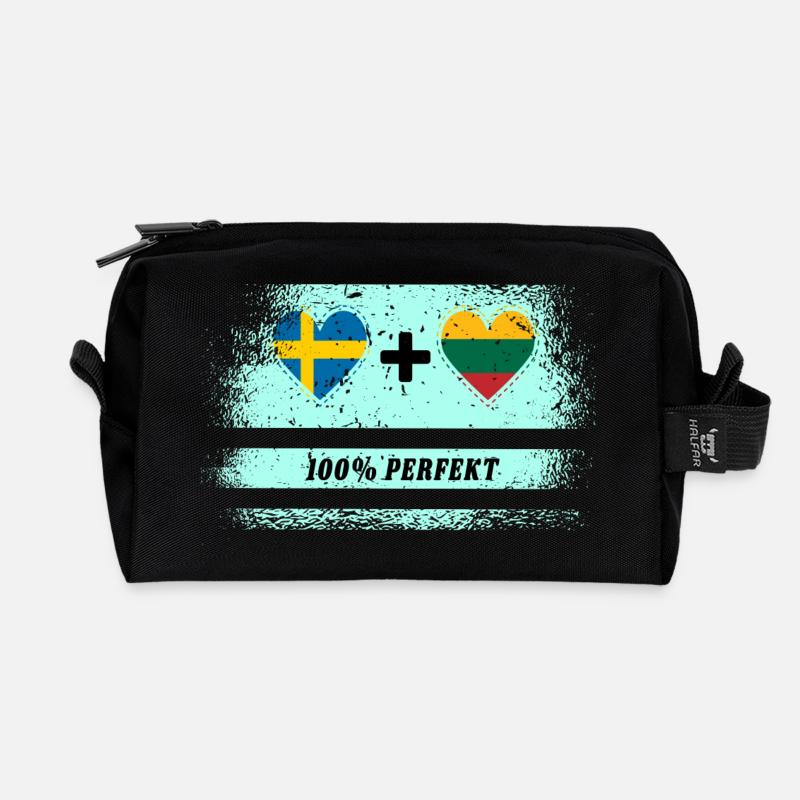 Litauen und Schweden 100% perfekt / Geschenk - Recycelte Kulturtasche - Schwarz
