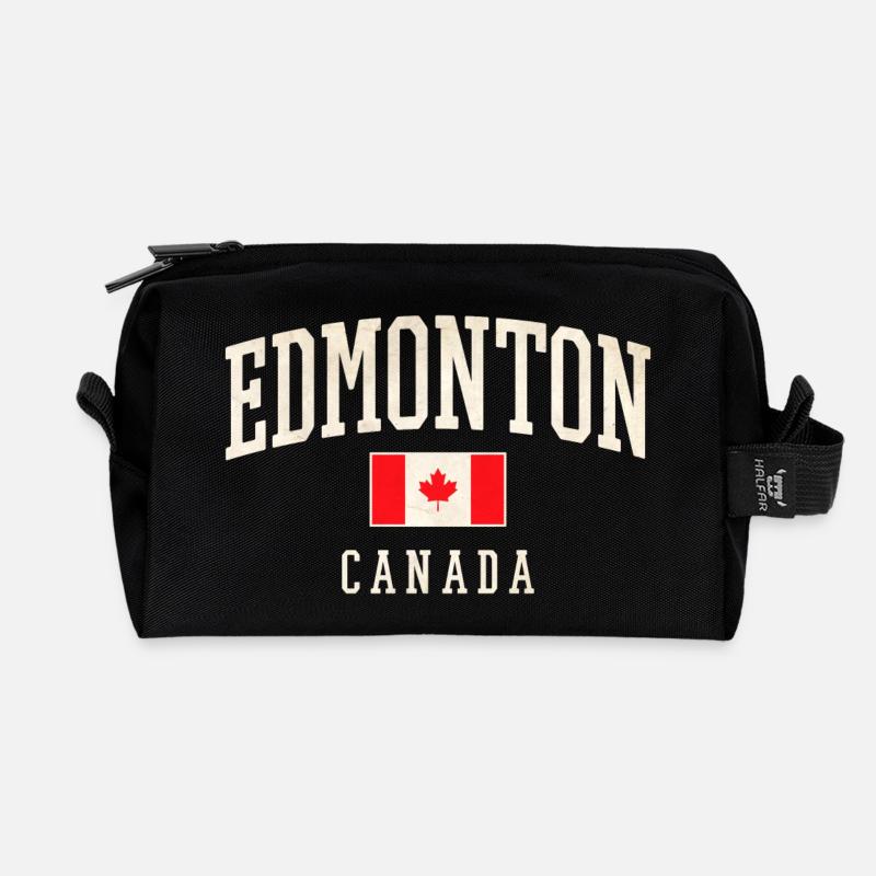 Edmonton Kanada Stadtflagge Design - Recycelte Kulturtasche - Schwarz