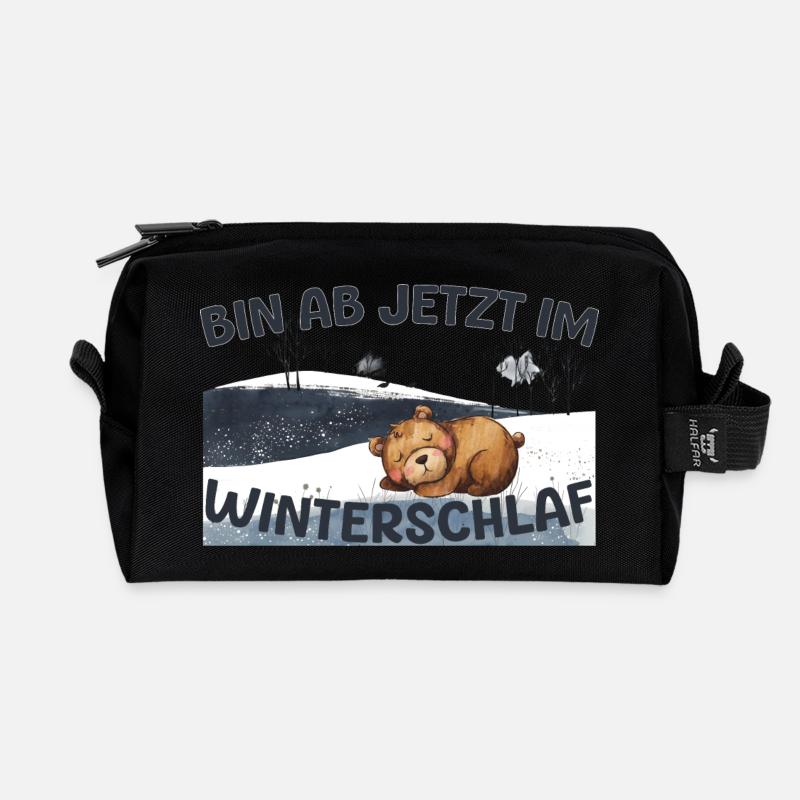 Bär im Winterschlaf Winter Schnee Geschenk Warm - Recycelte Kulturtasche - Schwarz