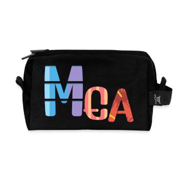 Mea nom, texte pastel coloré - Trousse de toilette en tissu recyclé - noir - Devant