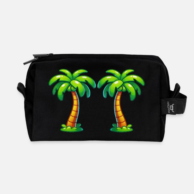 palmen - Recycelte Kulturtasche - Schwarz