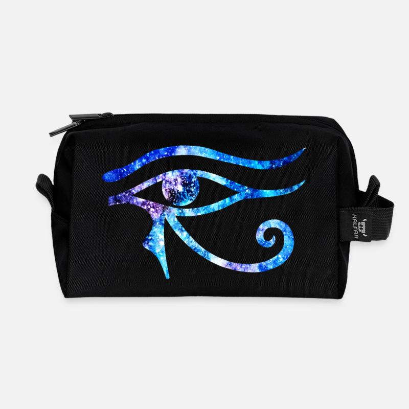 Cosmic Eye Of Horus - Blaue und Lila Version - Recycelte Kulturtasche - Schwarz