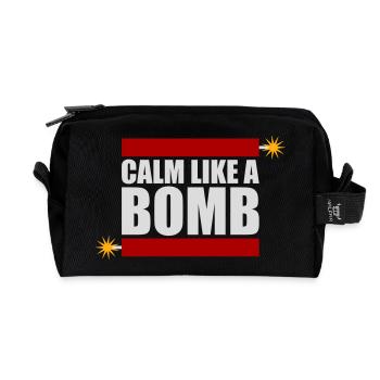 Calm Like Bomb Paradox Irony Humor Explosive Joke - Recycled Toiletry Zip Bag - black - Front