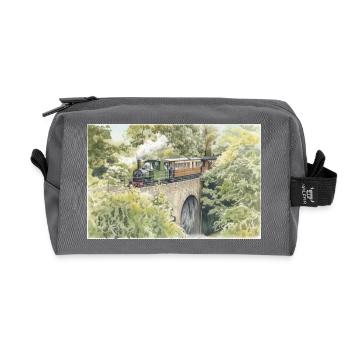Viaduc du train à vapeur à l’aquarelle - Trousse de toilette en tissu recyclé - anthracite - Devant