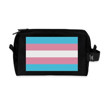 Trans flag - Recycled Toiletry Zip Bag - black - Front