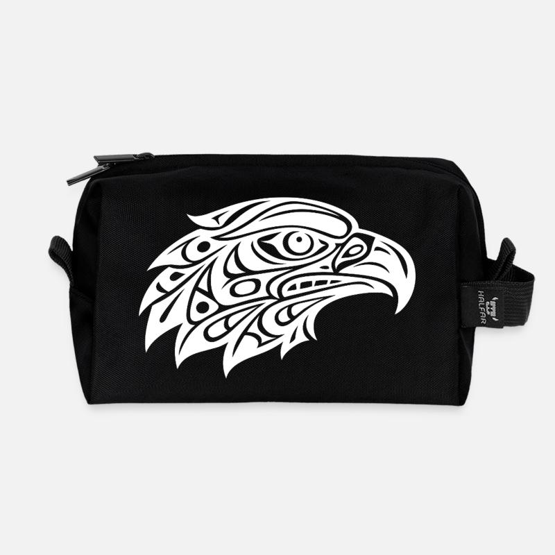 Tribal Adlerkopf Kunst - Recycelte Kulturtasche - Schwarz