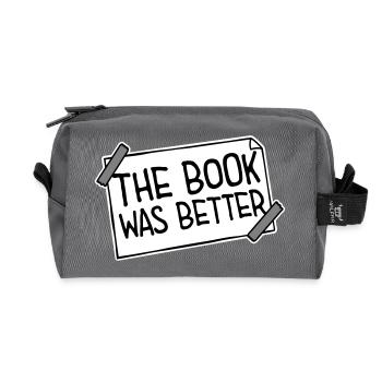 The Book Was Better Lustig Bücherwurm Film Spruch - Recycelte Kulturtasche - Anthrazit - Vorne