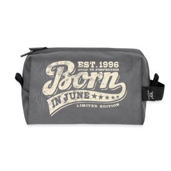 Born in June 1996 - Birthday - Gift - Recycled Toiletry Zip Bag - anthracite - Front