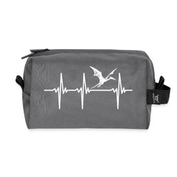 Heartbeat Pterosaur Dino Pteranodon Dinosaur - Recycled Toiletry Zip Bag - anthracite - Front
