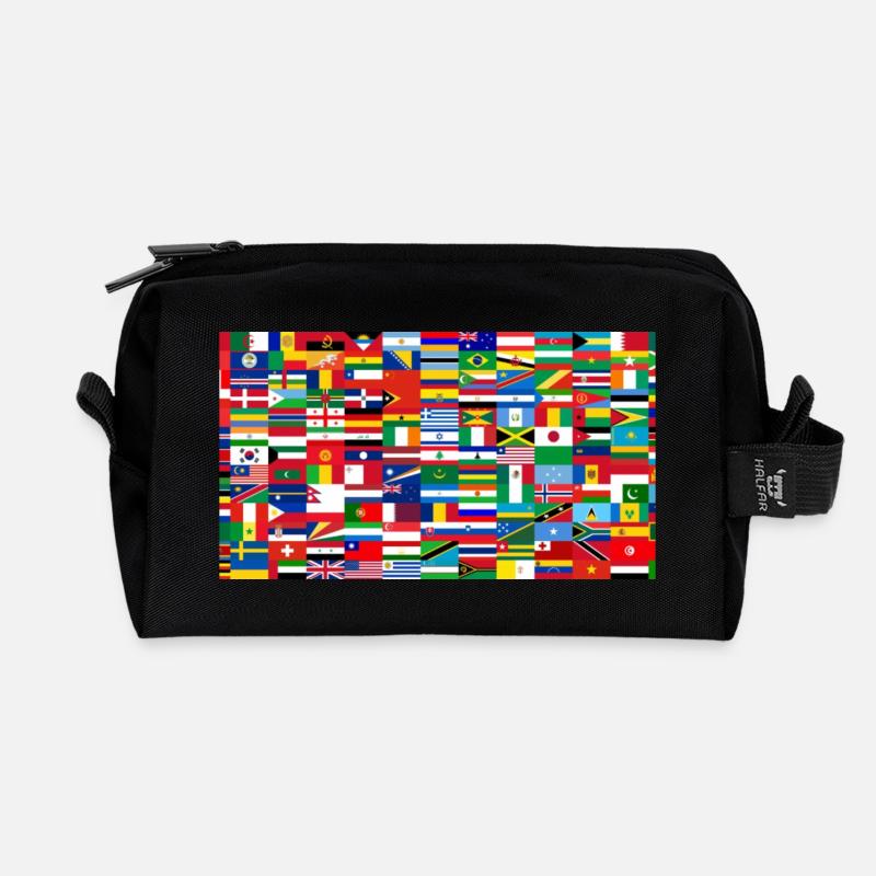 Farbenfrohe Collage-Weltflaggen - Recycelte Kulturtasche - Schwarz