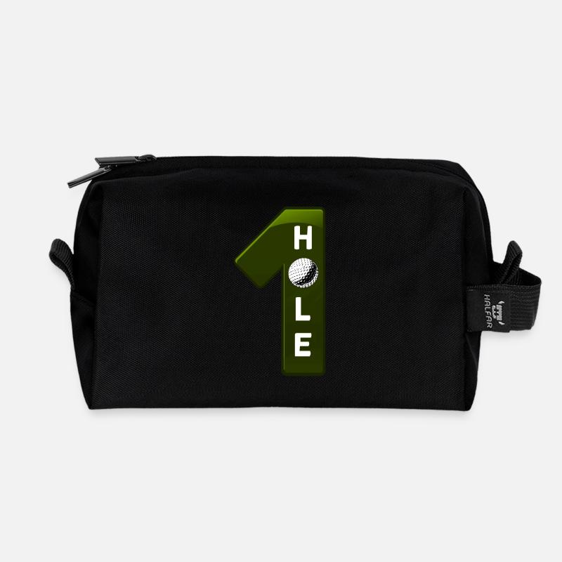 Golf: Hole in one - grün - Recycelte Kulturtasche - Schwarz