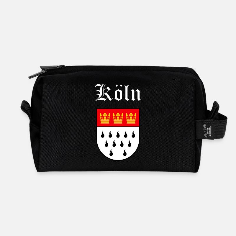 Wappen von Köln mit weißer Schrift - Recycelte Kulturtasche - Schwarz