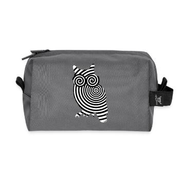 owl illusion eyes optical illusion lsd strudel - Recycled Toiletry Zip Bag - anthracite - Front