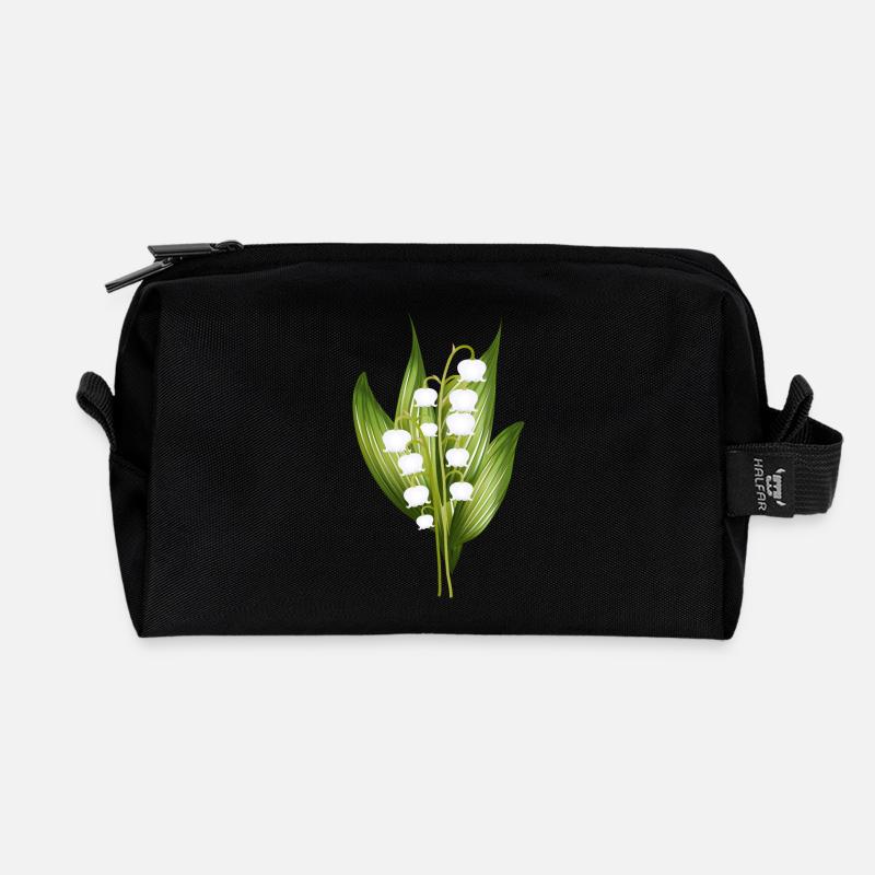 zierlicher Maiglöckchen Strauß als Frühlingsgruß - Recycelte Kulturtasche - Schwarz
