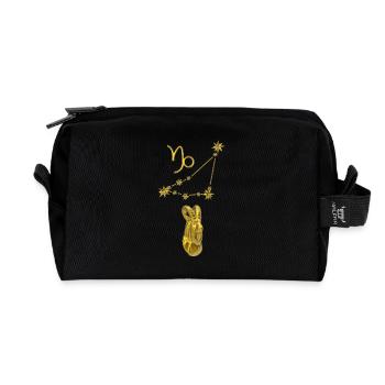 Constellation Capricorn 3D, gold - Recycled Toiletry Zip Bag - black - Front