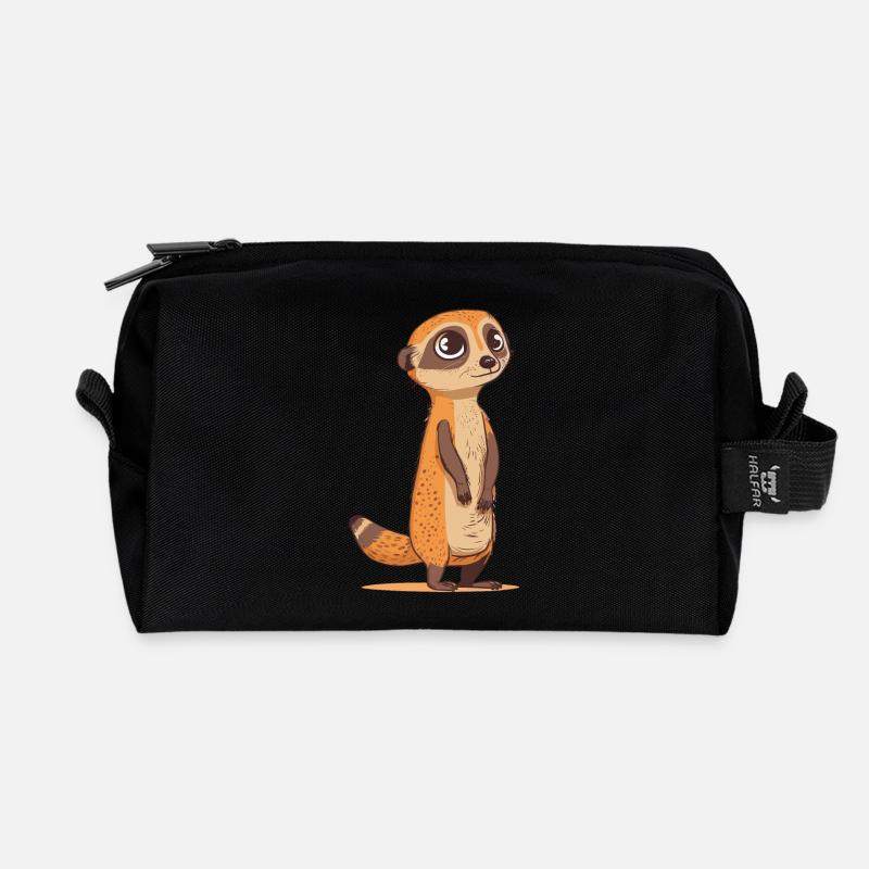 cute meerkat - Recycled Toiletry Zip Bag - black