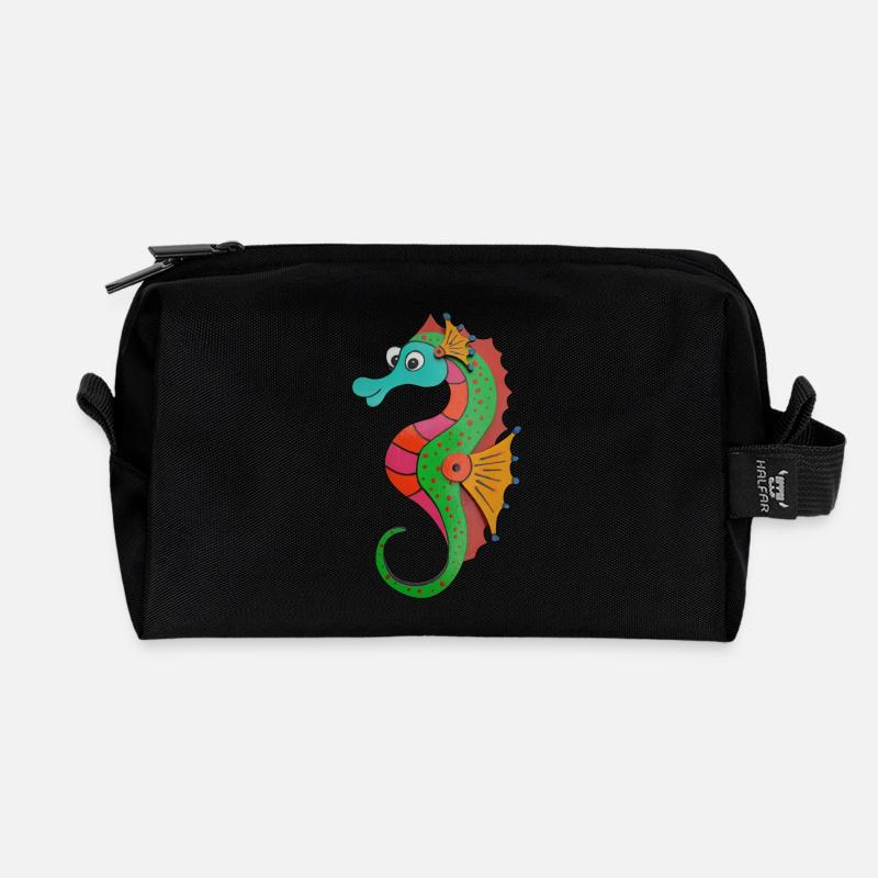Seahorse - Recycled Toiletry Zip Bag - black