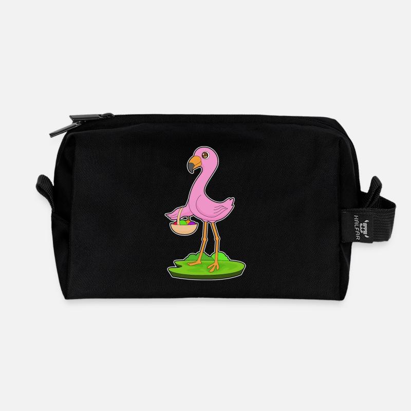 Flamingo Obstkorb - Recycelte Kulturtasche - Schwarz