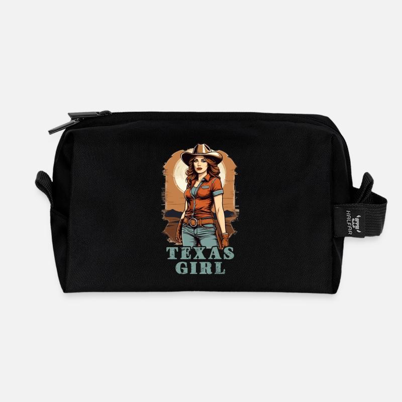 Texas Girl - Recycelte Kulturtasche - Schwarz