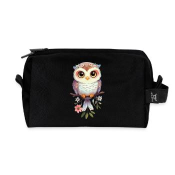 Spark the Imagination with our Play Owl - Recycled Toiletry Zip Bag - black - Front