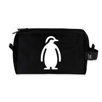 Penguin Silhouette Elegant Design - Recycled Toiletry Zip Bag - black - Front