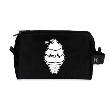 Ice Cream Cartoon Look - Recycled Toiletry Zip Bag - black - Front