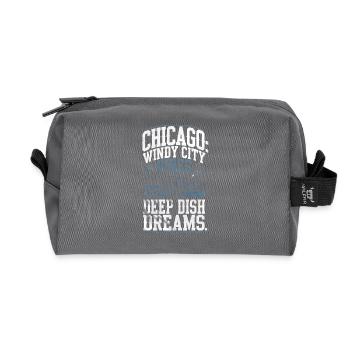Chicago: Windy City Vibes, tiefe Tellerträume - Recycelte Kulturtasche - Anthrazit - Vorne
