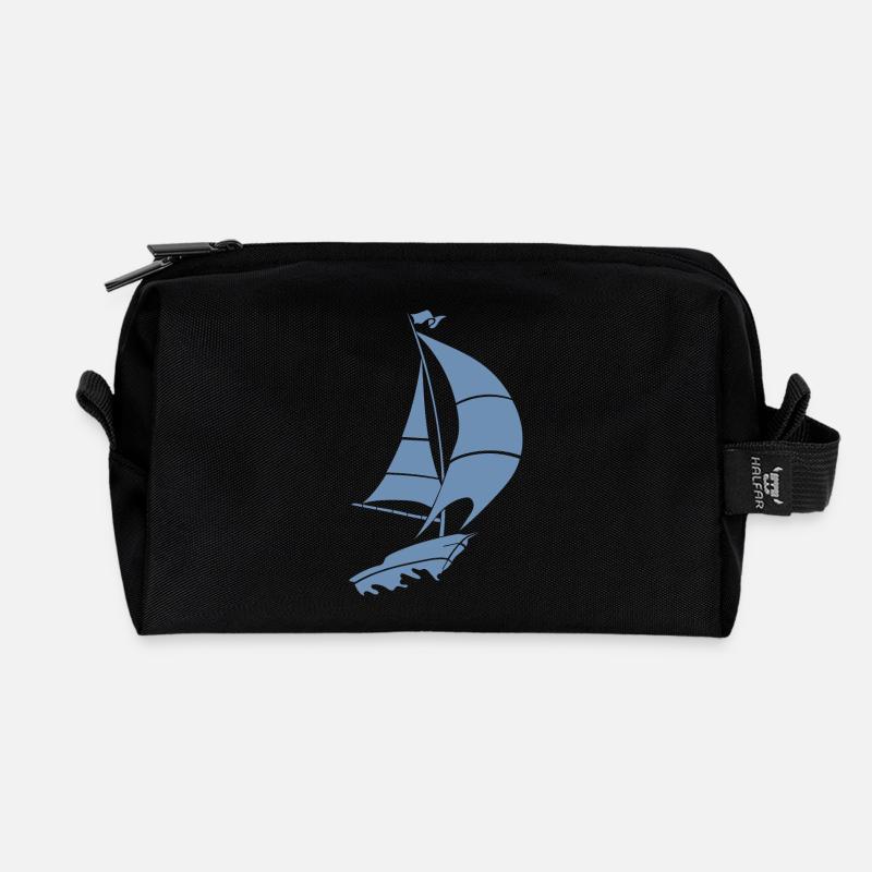 Segelboot Segelyacht Meer Silhouette - Recycelte Kulturtasche - Schwarz