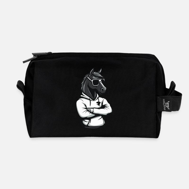 Pferd Comic - Recycelte Kulturtasche - Schwarz