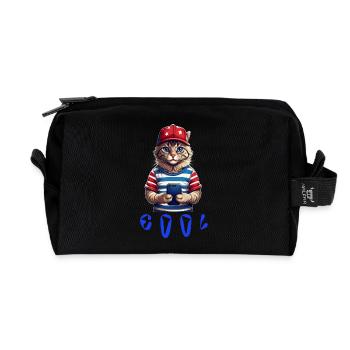 Cool cat - Recycled Toiletry Zip Bag - black - Front