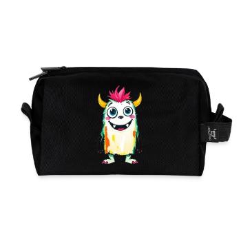 Bunte Monsterkunst - Niedlicher & verspielter Charakter - Recycelte Kulturtasche - Schwarz - Vorne