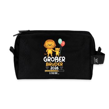 Großer Bruder 2026 Baby Löwen Löwe - Recycelte Kulturtasche - Schwarz - Vorne