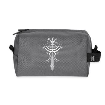 Weißer Totenkopf und Wikinger-Kompass - Recycelte Kulturtasche - Anthrazit - Vorne