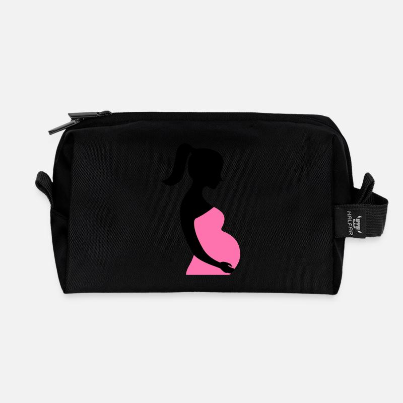 Schwangere Silhouette - Recycelte Kulturtasche - Schwarz