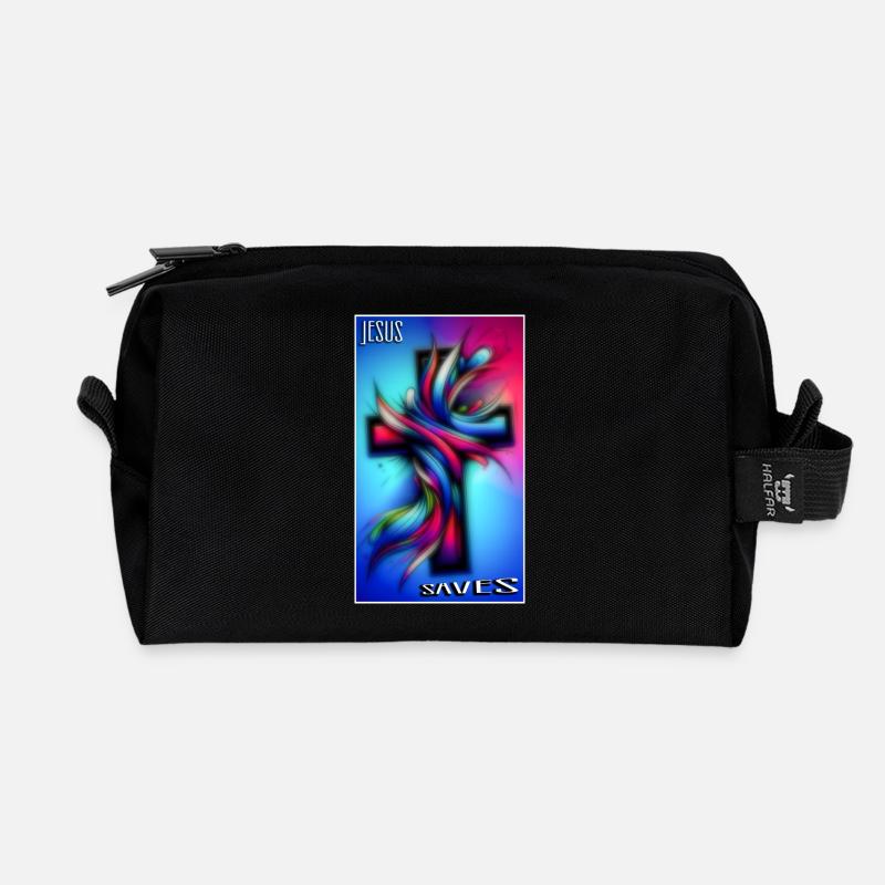 Jesus saves - Recycelte Kulturtasche - Schwarz